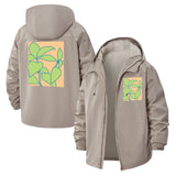 Abstract Botanical Unisex Full-Zip Printed Waterproof Hooded Windbreaker