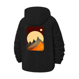 Geometric Mountain Sunset Unisex Full-Zip Printed Waterproof Hooded Windbreaker