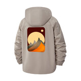 Geometric Mountain Sunset Unisex Full-Zip Printed Waterproof Hooded Windbreaker