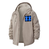 Geometric Circles Unisex Full-Zip Printed Waterproof Hooded Windbreaker