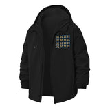 Geometric Grid Unisex Full-Zip Printed Waterproof Hooded Windbreaker