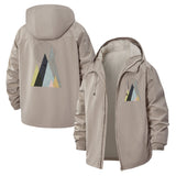 Abstract Geometric Peaks Unisex Full-Zip Printed Waterproof Hooded Windbreaker