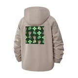 Botanical Motif Unisex Full-Zip Printed Waterproof Hooded Windbreaker