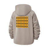 Geometric Dot Grid Unisex Full-Zip Printed Waterproof Hooded Windbreaker