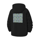 Geometric Floral Unisex Full-Zip Printed Waterproof Hooded Windbreaker