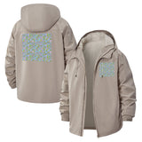 Geometric Floral Unisex Full-Zip Printed Waterproof Hooded Windbreaker
