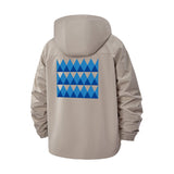 Geometric Diamond Pattern Unisex Full-Zip Printed Waterproof Hooded Windbreaker