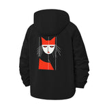 Abstract Cat Face Unisex Full-Zip Printed Waterproof Hooded Windbreaker