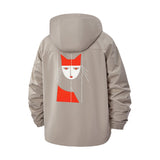 Abstract Cat Face Unisex Full-Zip Printed Waterproof Hooded Windbreaker