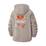 Twin Raccoons Motif Unisex Full-Zip Printed Waterproof Hooded Windbreaker