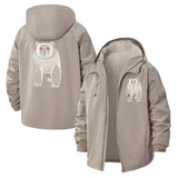 Geometric Bear Unisex Full-Zip Printed Waterproof Hooded Windbreaker
