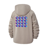 Geometric Pattern Unisex Full-Zip Printed Waterproof Hooded Windbreaker