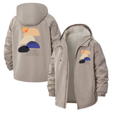 Abstract Shapes Unisex Full-Zip Printed Waterproof Hooded Windbreaker