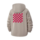 Checkerboard Grid Unisex Full-Zip Printed Waterproof Hooded Windbreaker