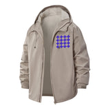 Geometric Grid Unisex Full-Zip Printed Waterproof Hooded Windbreaker