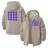 Geometric Grid Unisex Full-Zip Printed Waterproof Hooded Windbreaker