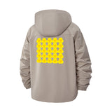 Retro Smiley Grid Unisex Full-Zip Printed Waterproof Hooded Windbreaker