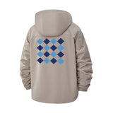 Argyle Checkerboard Unisex Full-Zip Printed Waterproof Hooded Windbreaker