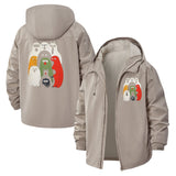Cute Animal Group Unisex Full-Zip Printed Waterproof Hooded Windbreaker