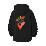 Botanical Hands Unisex Full-Zip Printed Waterproof Hooded Windbreaker