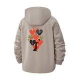 Abstract Botanical Heart Unisex Full-Zip Printed Waterproof Hooded Windbreaker