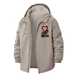 Heart and Floral Art Unisex Full-Zip Printed Waterproof Hooded Windbreaker