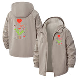 Heart and Botanical Circuit Unisex Full-Zip Printed Waterproof Hooded Windbreaker