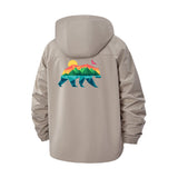 Geometric Bear Mountain Unisex Full-Zip Printed Waterproof Hooded Windbreaker