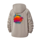 Glitch Art Sun Unisex Full-Zip Printed Waterproof Hooded Windbreaker