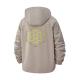 Honeycomb Pattern Unisex Full-Zip Printed Waterproof Hooded Windbreaker