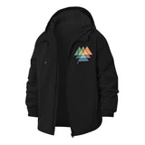 Geometric Pyramid Unisex Full-Zip Printed Waterproof Hooded Windbreaker