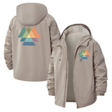 Geometric Pyramid Unisex Full-Zip Printed Waterproof Hooded Windbreaker