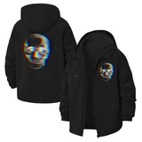 Glitch Skull Unisex Full-Zip Printed Waterproof Hooded Windbreaker