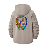 Glitch Skull Unisex Full-Zip Printed Waterproof Hooded Windbreaker