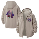 Geometric Forest Animal Unisex Full-Zip Printed Waterproof Hooded Windbreaker