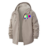 TV Test Pattern Unisex Full-Zip Printed Waterproof Hooded Windbreaker