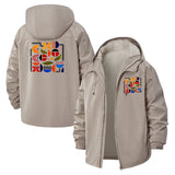 Abstract Geometric Shapes Unisex Full-Zip Printed Waterproof Hooded Windbreaker