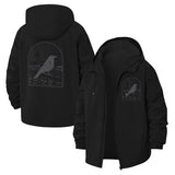 Singing Bird and Musical Notes Unisex Full-Zip Printed Waterproof Hooded Windbreaker