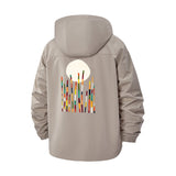Abstract Moonrise Unisex Full-Zip Printed Waterproof Hooded Windbreaker
