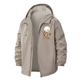Abstract Moonrise Unisex Full-Zip Printed Waterproof Hooded Windbreaker