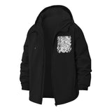 Abstract Doodle Art Unisex Full-Zip Printed Waterproof Hooded Windbreaker