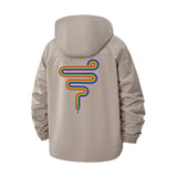 Retro Rainbow Cable Unisex Full-Zip Printed Waterproof Hooded Windbreaker