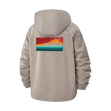 Sunset Mountain Waves Unisex Full-Zip Printed Waterproof Hooded Windbreaker