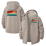 Sunset Mountain Waves Unisex Full-Zip Printed Waterproof Hooded Windbreaker