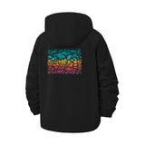 Psychedelic Abstract Waves Unisex Full-Zip Printed Waterproof Hooded Windbreaker