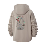 Mountain Circuit Board Unisex Full-Zip Printed Waterproof Hooded Windbreaker