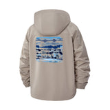 Abstract Water Pattern Unisex Full-Zip Printed Waterproof Hooded Windbreaker