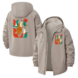 Abstract Birds Unisex Full-Zip Printed Waterproof Hooded Windbreaker