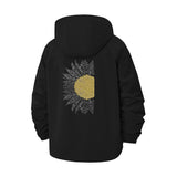 Sunflower Motif Unisex Full-Zip Printed Waterproof Hooded Windbreaker