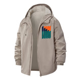 Abstract Geometric Unisex Full-Zip Printed Waterproof Hooded Windbreaker